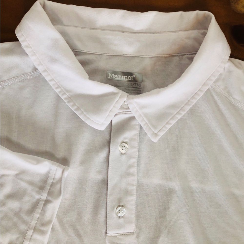 Marmot Mens XXL 2XL White Outdoor Camping Hiking Fishing Short Sleeve Polo Shirt